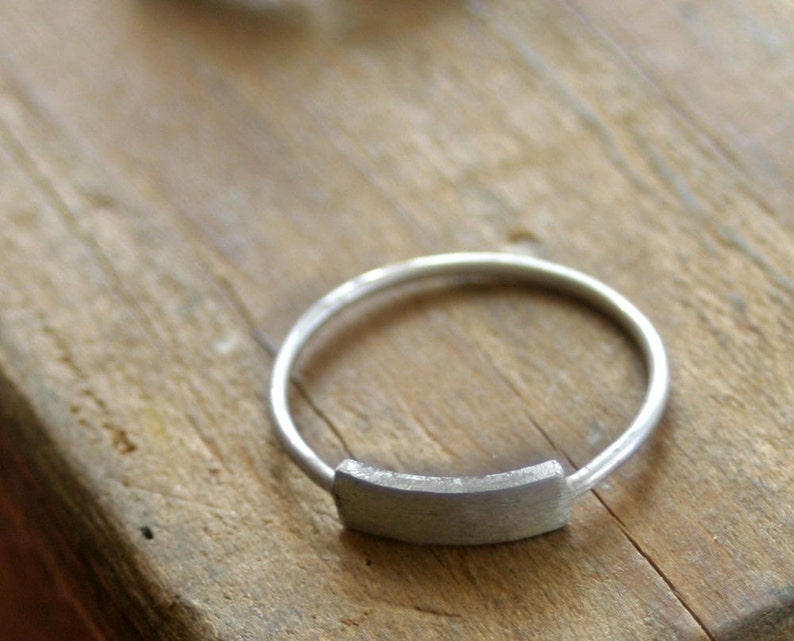 Modern silver rectangle ring E0221 image 3