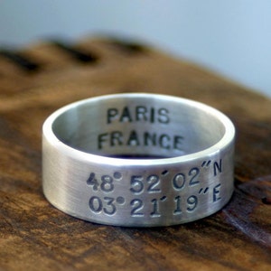 Latitude and Longitude Ring E0206 // gifts for him // gifts for her// wedding ring // anniversary gifts image 4