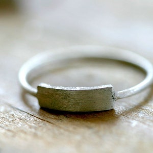 Modern silver rectangle ring E0221 image 2