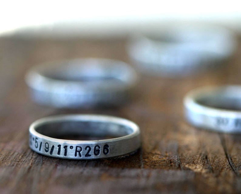 Custom stamped sterling silver band ring E0190 image 1