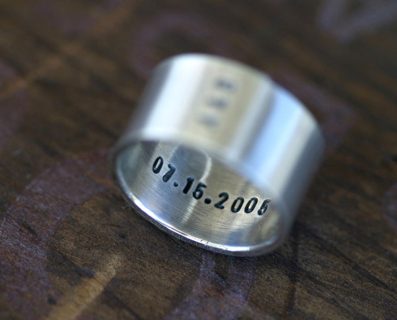 Personalized Initials Sterling Silver Band Ring Mens E0235 image 5