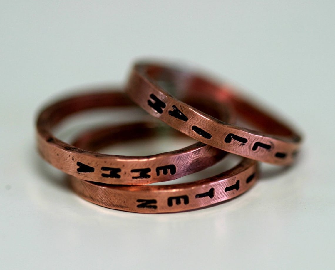 Stamped Inscription Ring Copper (E0258) - Etsy