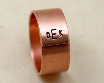 Mens Wedding Ring Copper Initials (E0217)