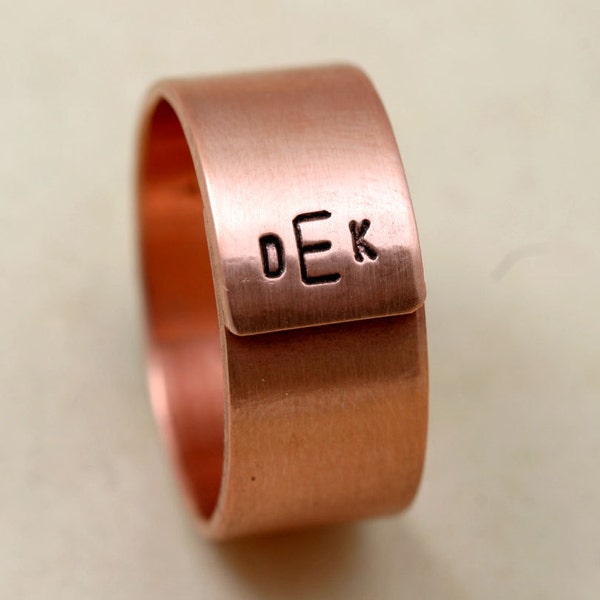 Mens Wedding Ring Copper Initials (E0217)