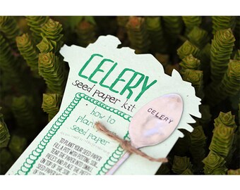 Celery Plantable Seed Paper with Silverware Garden Marker (E0358)