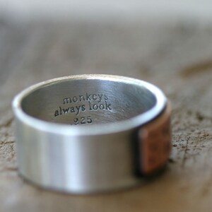 Latitude Longitude Wedding Ring Mixed Metal Band E0210 image 5