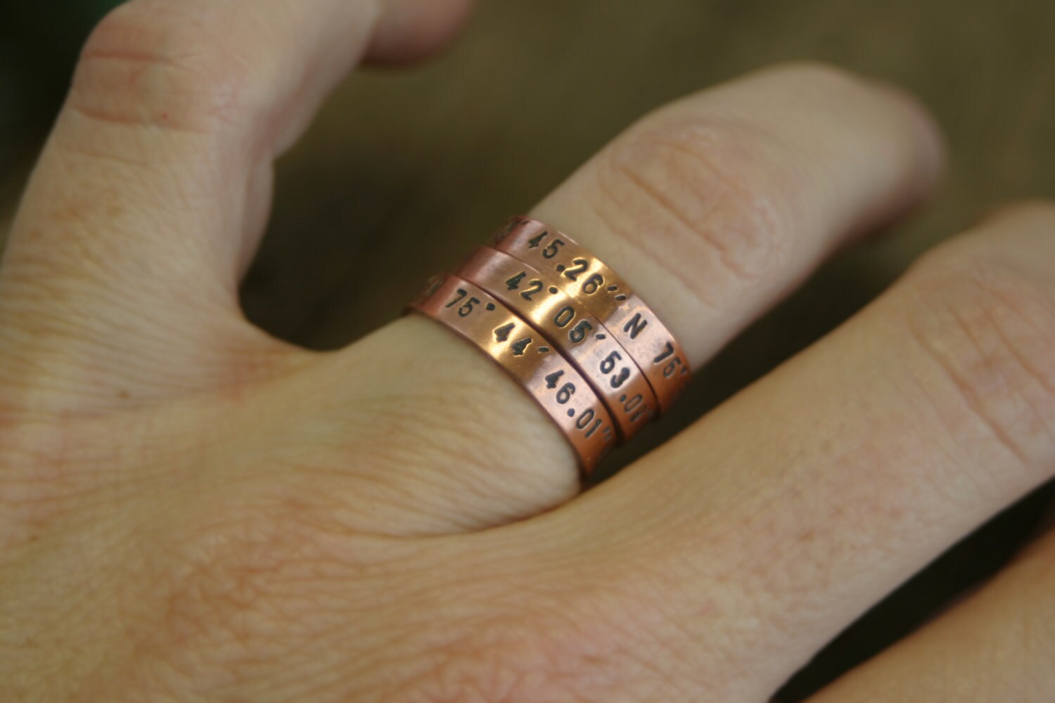 Mixed Metal Copper and Sterling Silver Personalized Band Ring (S0180) 4