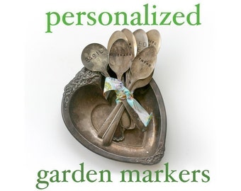 Personalized Vintage Silverware Garden Marker Stamped Plant Stake (E0244)