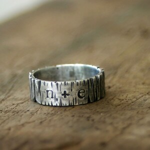 Sterling Silver Tree Bark Band Ring E0261 image 4