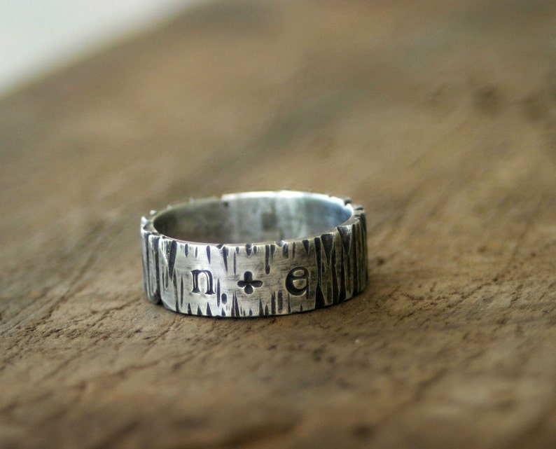 Sterling Silver Tree Bark Band Ring E0261 image 4