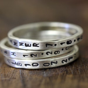 Personalized Sterling Silver Stamped Stacking Ring E0243 image 3