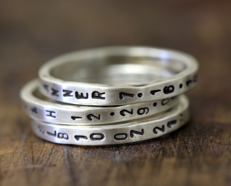 Personalized Sterling Silver Stamped Stacking Ring E0243 image 3