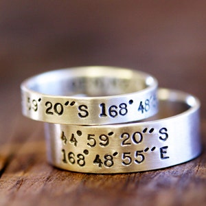 Wedding Ring Set Latitude and Longitude Rings (E0278)