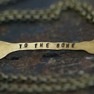 Brass Femur Bone Necklace for Halloween Personalized E0311 image 1