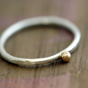 14k gold and silver pebble ring (E0283)