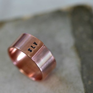 Copper Ring Mens or Womens Monogram Band E0181 image 2