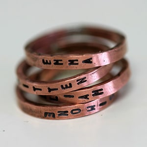 Stamped inscription Ring Copper E0258 image 1