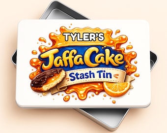 Personalised Jaffa Cake Stash Tin | Biscuit Lover Gift | Custom Grandad Biscuit Tin | Funny Mum Gift | Chocolate Biscuit Storage