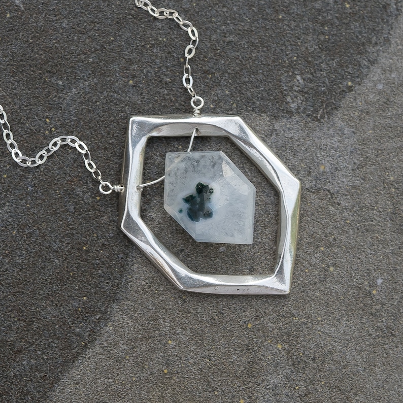 DIAMOND, Solar Quartz Crystal Necklace, Scenic Quartz, Bronze Pendant, Sterling Silver Quartz necklace, Gift For Her, Green Quartz, Gold image 10