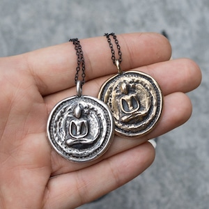 Antique Thai Buddha Coin Necklace: Sterling Silver or Bronze