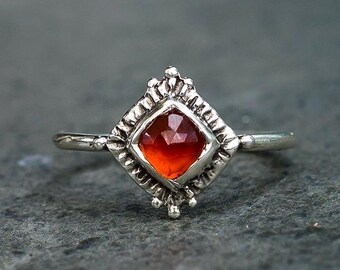 Handmade Hessonite Garnet Ring: Sterling Silver January Birthstone