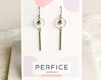 Geometric Dangle Earrings • Hypoallergenic • Waterproof • Non tarnish jewelry • Titanium /Niobium / Surgical steel ear wire