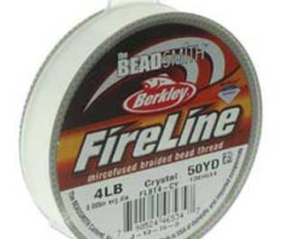FireLine Braided Beading Thread Size B 50yd Crystal Clear 41446 .005in Pre-Waxed Thread, Stretch Resistant Thread, Beading Thread,