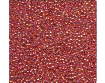 Miyuki Seed Beads 8/0 Silver-Lined Orange AB 8-1008 22g Tube, Glass Seed Beads Size 8 Seed Beads, Rocaille Seed Beads, 3mm beads