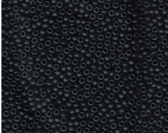 Miyuki Seed Beads 11/0 Matte Opaque Black 11-401F 24g, Round Seed Beads, Glass Seed Beads, Size 11 Seed Beads, Japanese Seed Beads