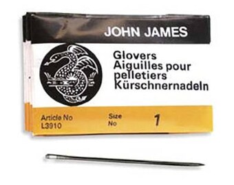 John James Glovers Needles Size 1 43605 Size 1 Leather Needles, Glovers Bulk Pack Needle, Craft Needles, John James Needle L3910