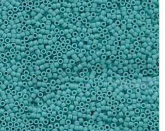 11/0 Miyuki Delica Beads Japanese Seed Beads DB759 (7.2g), Matte Opaque Turquoise Blue Delica Seed Beads, Glass Seed Beads, Cylinder Beads