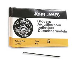 John James Glovers Needles Size 5 43608 Size 5 Leather Needles, Glovers Bulk Pack Needle, Craft Needles, John James Needle L3910
