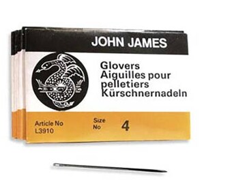 John James Glovers Needles Size 4 43601 Size 4 Leather Needles, Glovers Bulk Pack Needle, Craft Needles, John James Needle L3910