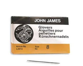 John James Glovers Needles Size 8 43603 Size 8 Leather Needles, Glovers Bulk Pack Needle, Craft Needles, John James Needle L3910