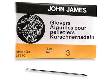John James Glovers Needles Size 3 43607 Size 3 Leather Needles, Glovers Bulk Pack Needle, Craft Needles, John James Needle L3910