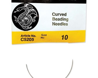 John James Curved English Beading Needles 43268 (25), Size 10 Beading Needle, Curved Sewing Needle, Bulk Beading Needle, John James Needle