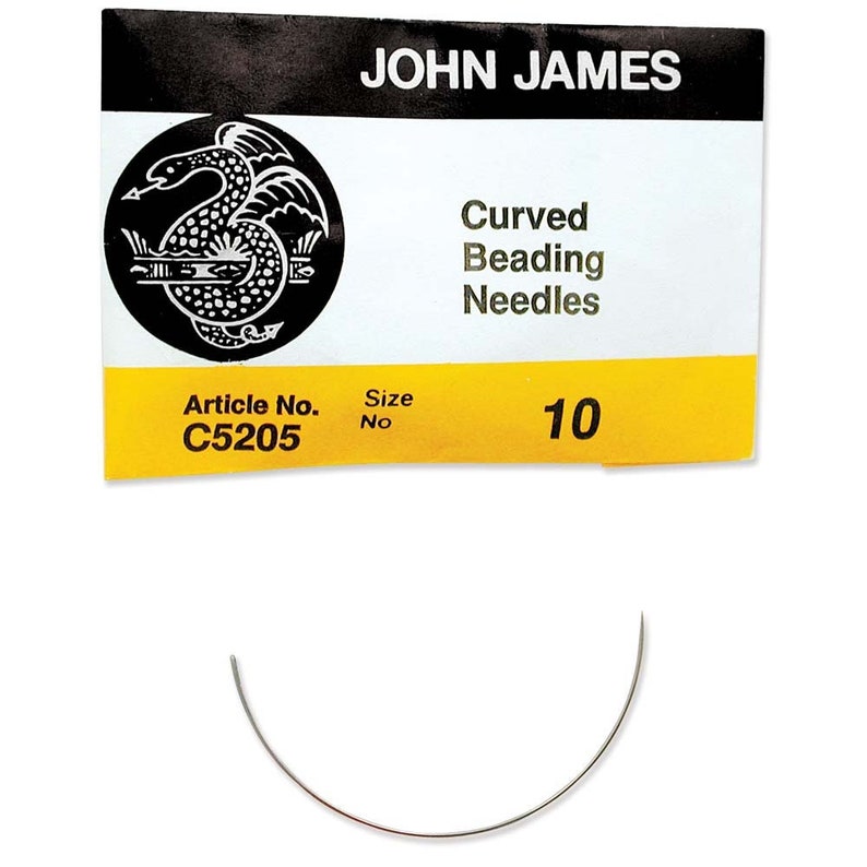 John James Curved English Beading Needles 43268 25, Size 10 Beading Needle, Curved Sewing Needle, Bulk Beading Needle, John James Needle image 1