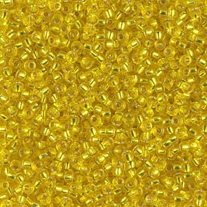 Miyuki Seed Beads 11/0 Silver Lined Yellow 11-6 23g, Round Seed Beads, Glass Seed Beads, Size 11 Seed Beads, Japanese Seed Beads
