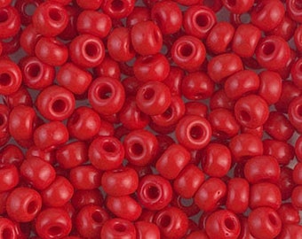 Miyuki Seed Beads 6/0 Opaque Red 6-408 20g in a Tube, Glass Seed Beads, Size 6 Seed Beads, Japanese Seed Beads, Round Seed Beads