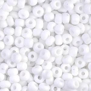 Miyuki Seed Beads 6/0 Matte Opaque White 6-402F 20g in a Tube, Glass Seed Beads, Size 6 Seed Beads, Japanese Seed Beads, Round Seed Beads