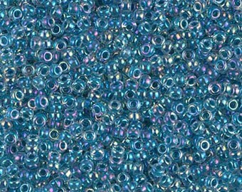 Miyuki Seed Beads 11/0 Light Blue Lined Crystal AB 11-279 24g Tube Glass Size 11 Color Lined