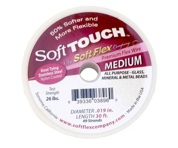 Soft Flex Beading Wire .019 Inch Diameter, 30 Foot Spool - 49-Strand Stainless Steel, Nylon Coated For Jewelry Making