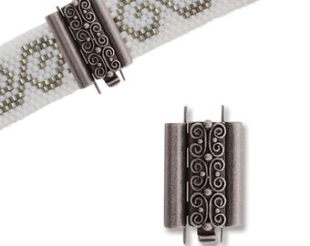 BeadSlide Clasp for Seed Beads 45023 (1) Squiggle 18mm Antique Silver Color Clasp, Bead Slide Clasp, Clasp for Beadweaving, Slider Clasp