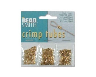 Crimp Tube Beads Assortment Gold-plated 41104 1.5mm Beadsmith Crimps, 2mm Gold Crimps, 2.5mm Gold Plated Crimp Spacer Beads Gold Tube Crimps