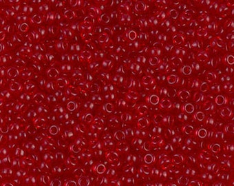 Miyuki Seed Beads 11/0 Transparent Red 11-141 24g Japanese Seed Beads, Red Seed Beads, Glass Seed Beads, Rocaille Seed Beads