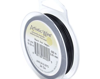 Artistic Wire 24 Gauge Black 41095 Black Round Wire, Jewelry Wire, Craft Wire, Black Colored Copper Wire, Wire Wrapping, Soft Temper Wire