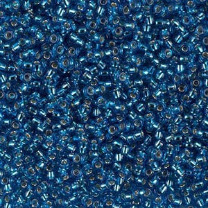 Miyuki Seed Beads 11/0 Silver-Lined Capri Blue 11-25 24g Blue Seed Beads, Japanese Seed Beads, Rocaille Beads, Glass Beads, 2mm Blue Beads image 1