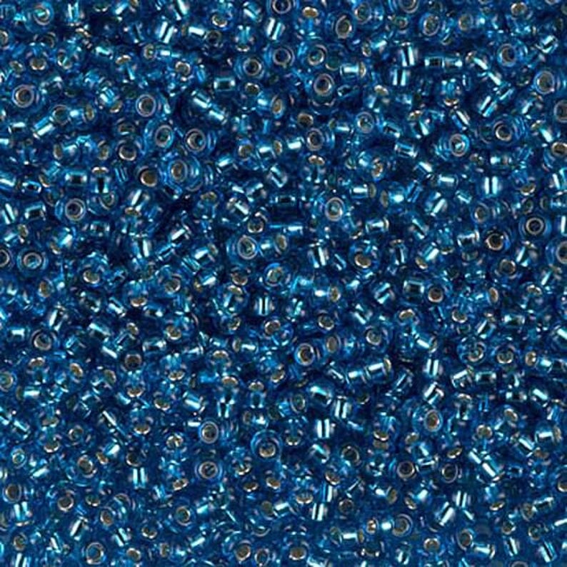 Miyuki Seed Beads 11/0 Silver-Lined Capri Blue 11-25 24g Blue Seed Beads, Japanese Seed Beads, Rocaille Beads, Glass Beads, 2mm Blue Beads image 1