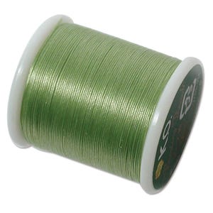 K.O. Beading Thread, Apple Green Japanese Beading Thread 43324 55 yd, KO Beading Thread, Size B Beading Thread, Pre-Wax Nylon Beading Thread