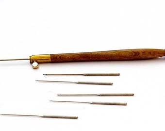Juego de agujas Tambour Deluxe de 6 agujas con mango, 55236 Aguja para abalorios Tambour Beadsmith, aguja para bordar Tambour, aguja Tambour